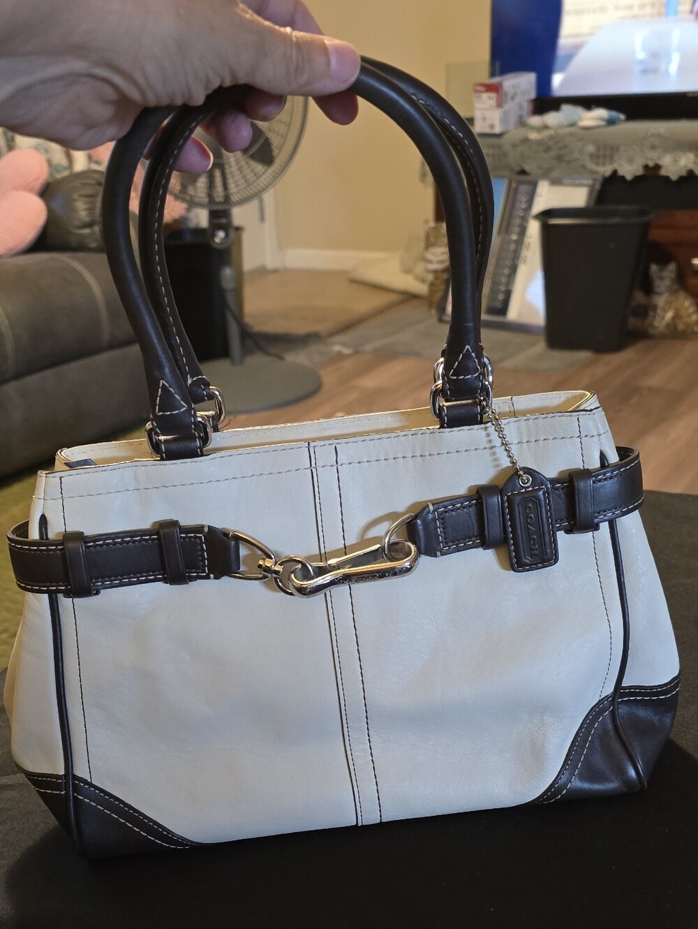 Vintage Coach Hamptons leather belted satchel or carryall bag